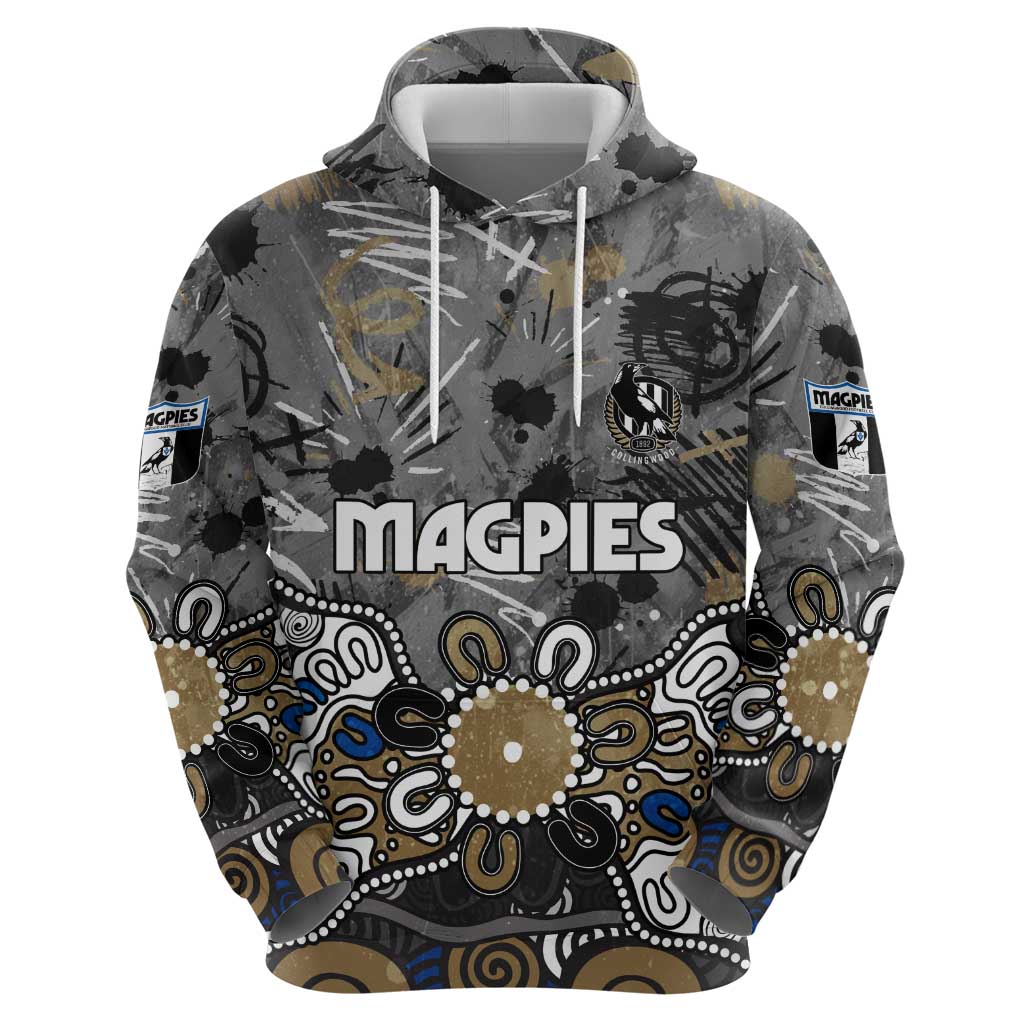Personalized Collingwood Magpies Hoodie Aboriginal Dot Painting Graffiti Style