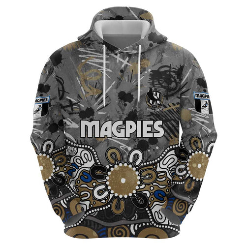 Personalized Collingwood Magpies Hoodie Aboriginal Dot Painting Graffiti Style
