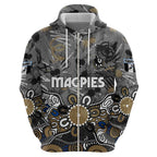 Personalized Collingwood Magpies Hoodie Aboriginal Dot Painting Graffiti Style