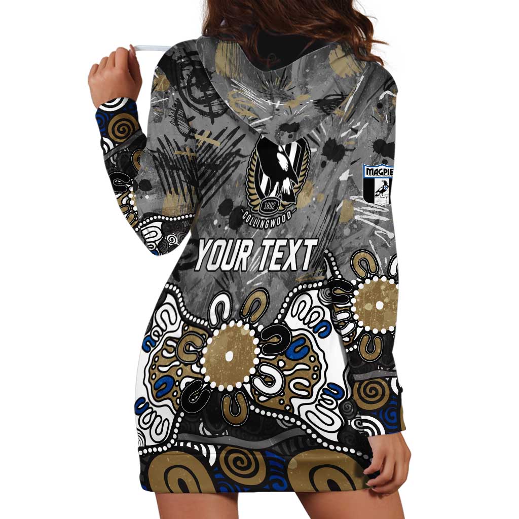 Personalized Collingwood Magpies Hoodie Dress Aboriginal Dot Painting Graffiti Style