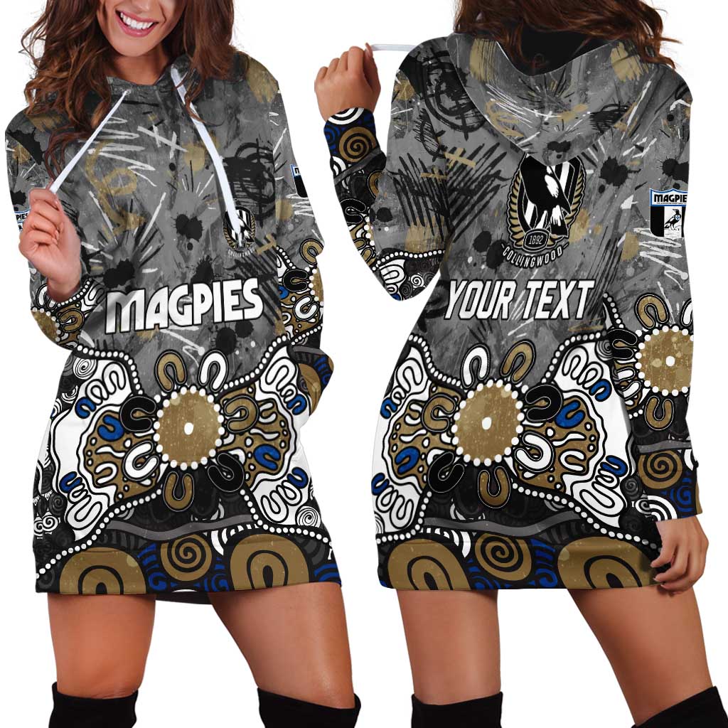 Personalized Collingwood Magpies Hoodie Dress Aboriginal Dot Painting Graffiti Style