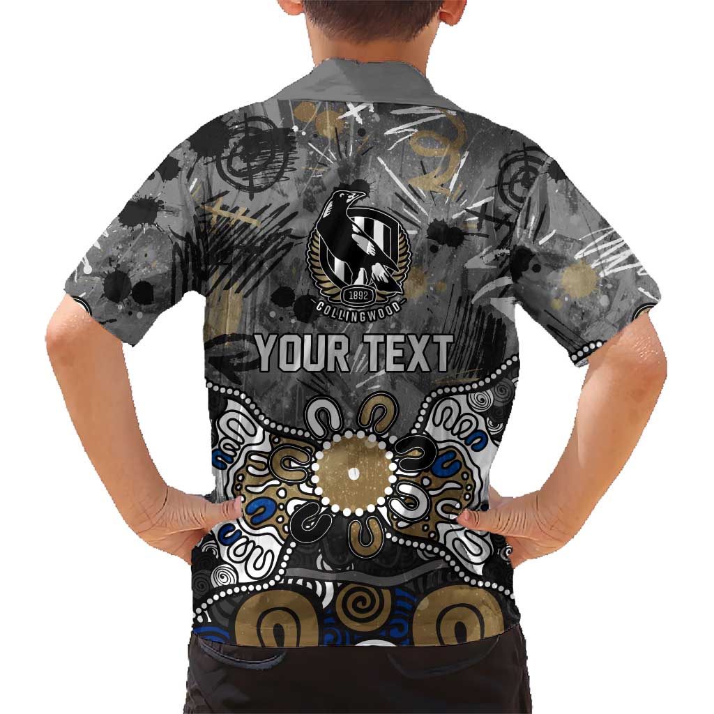 Personalized Collingwood Magpies Kid Hawaiian Shirt Aboriginal Dot Painting Graffiti Style