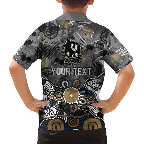 Personalized Collingwood Magpies Kid Hawaiian Shirt Aboriginal Dot Painting Graffiti Style