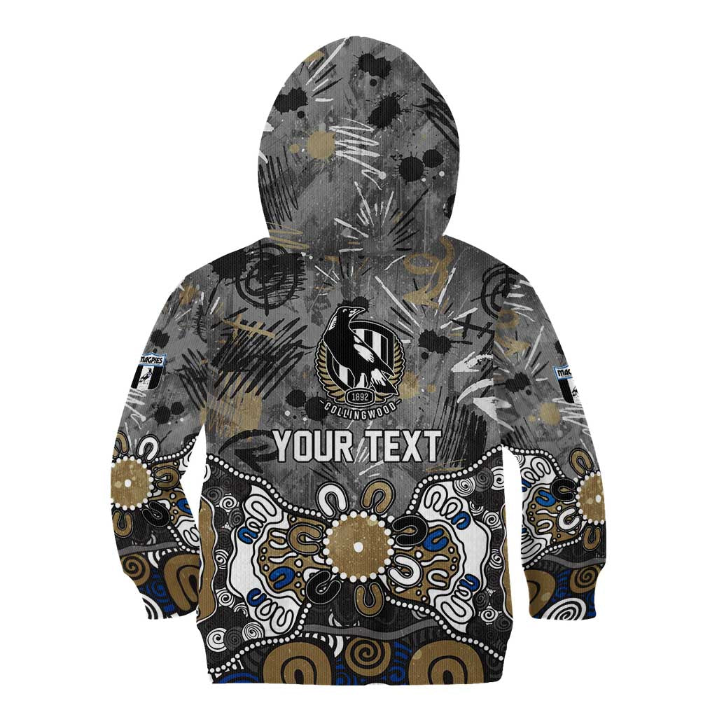 Personalized Collingwood Magpies Kid Hoodie Aboriginal Dot Painting Graffiti Style