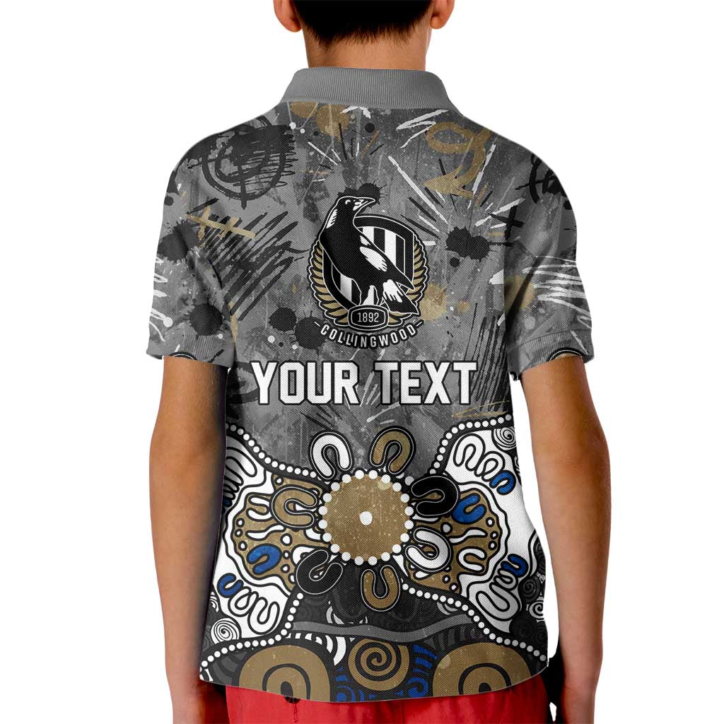 Personalized Collingwood Magpies Kid Polo Shirt Aboriginal Dot Painting Graffiti Style