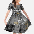 Personalized Collingwood Magpies Kid Short Sleeve Dress Aboriginal Dot Painting Graffiti Style