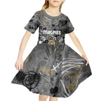 Personalized Collingwood Magpies Kid Short Sleeve Dress Aboriginal Dot Painting Graffiti Style