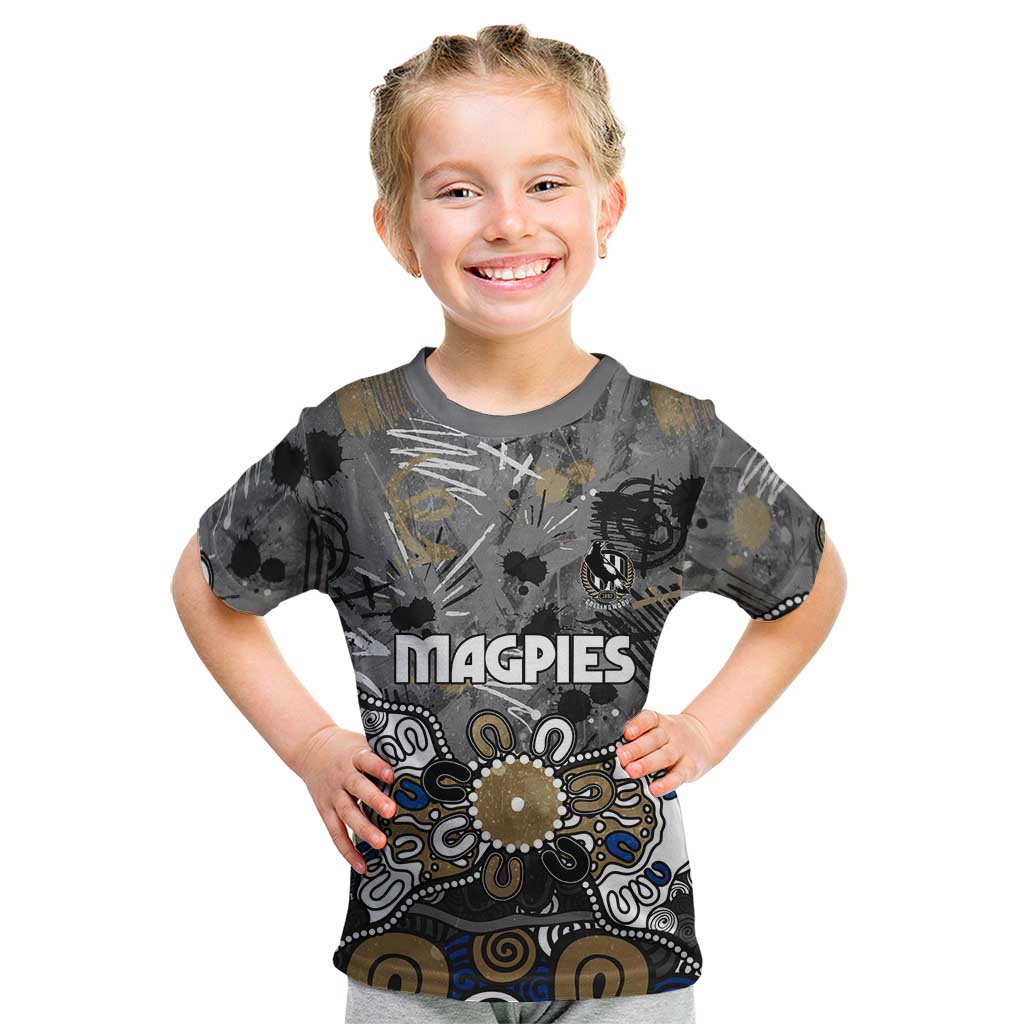 Personalized Collingwood Magpies Kid T Shirt Aboriginal Dot Painting Graffiti Style