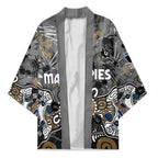 Personalized Collingwood Magpies Kimono Aboriginal Dot Painting Graffiti Style