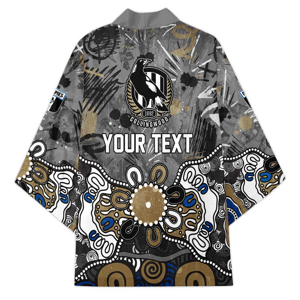 Personalized Collingwood Magpies Kimono Aboriginal Dot Painting Graffiti Style