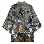 Personalized Collingwood Magpies Kimono Aboriginal Dot Painting Graffiti Style