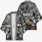 Personalized Collingwood Magpies Kimono Aboriginal Dot Painting Graffiti Style