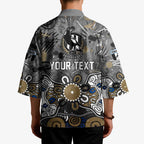 Personalized Collingwood Magpies Kimono Aboriginal Dot Painting Graffiti Style