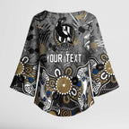 Personalized Collingwood Magpies Kimono Sleeve Blouse Aboriginal Dot Painting Graffiti Style