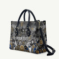 Personalized Collingwood Magpies Leather Bag Aboriginal Dot Painting Graffiti Style