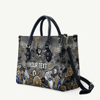 Personalized Collingwood Magpies Leather Bag Aboriginal Dot Painting Graffiti Style