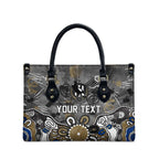 Personalized Collingwood Magpies Leather Bag Aboriginal Dot Painting Graffiti Style