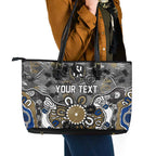 Personalized Collingwood Magpies Leather Tote Bag Aboriginal Dot Painting Graffiti Style