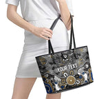 Personalized Collingwood Magpies Leather Tote Bag Aboriginal Dot Painting Graffiti Style
