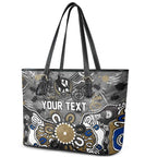 Personalized Collingwood Magpies Leather Tote Bag Aboriginal Dot Painting Graffiti Style