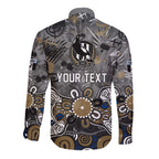 Personalized Collingwood Magpies Long Sleeve Button Shirt Aboriginal Dot Painting Graffiti Style