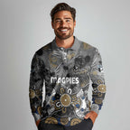 Personalized Collingwood Magpies Long Sleeve Polo Shirt Aboriginal Dot Painting Graffiti Style