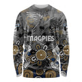 Personalized Collingwood Magpies Long Sleeve Shirt Aboriginal Dot Painting Graffiti Style