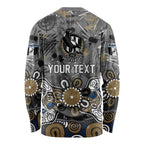 Personalized Collingwood Magpies Long Sleeve Shirt Aboriginal Dot Painting Graffiti Style