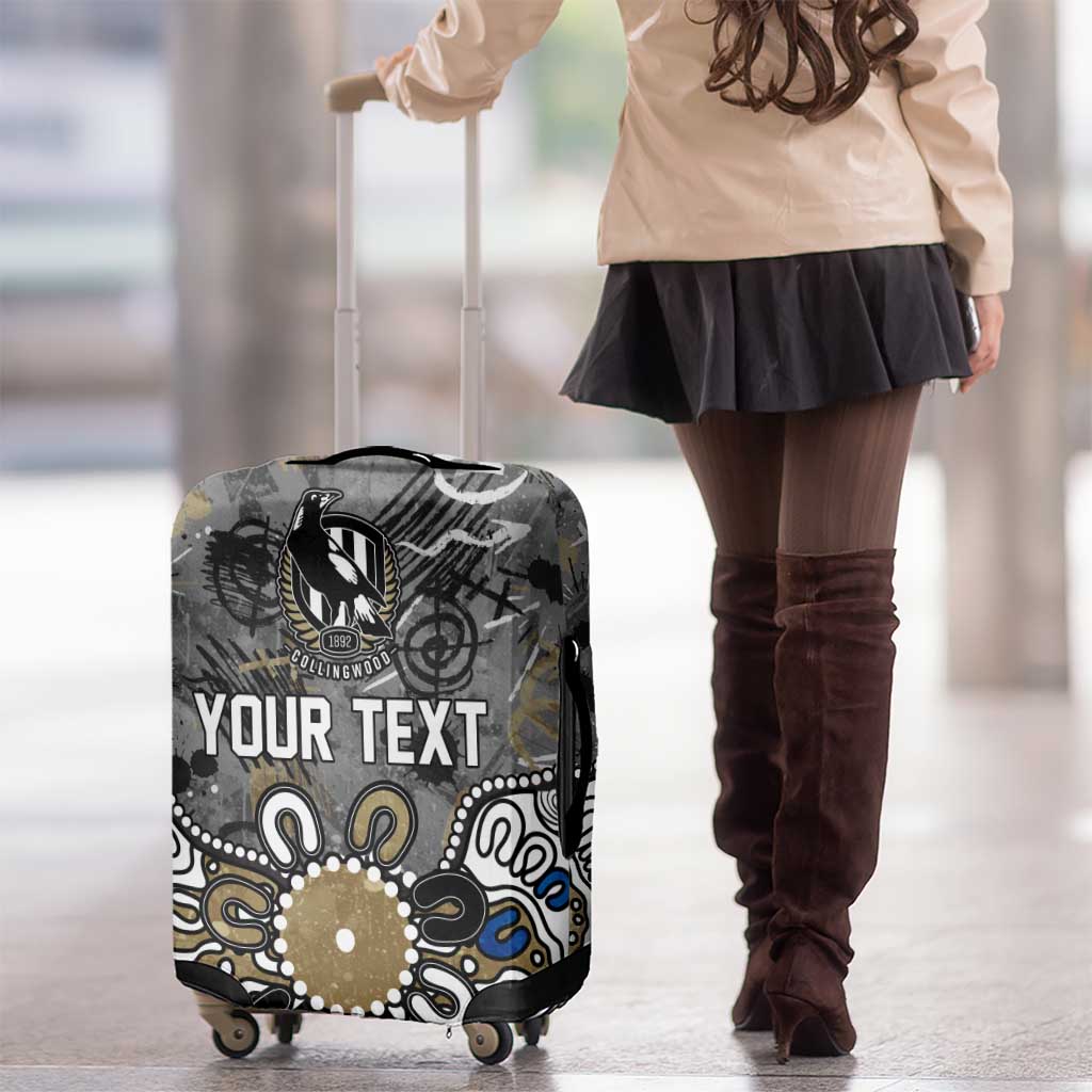 Personalized Collingwood Magpies Luggage Cover Aboriginal Dot Painting Graffiti Style