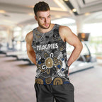 Personalized Collingwood Magpies Men Tank Top Aboriginal Dot Painting Graffiti Style