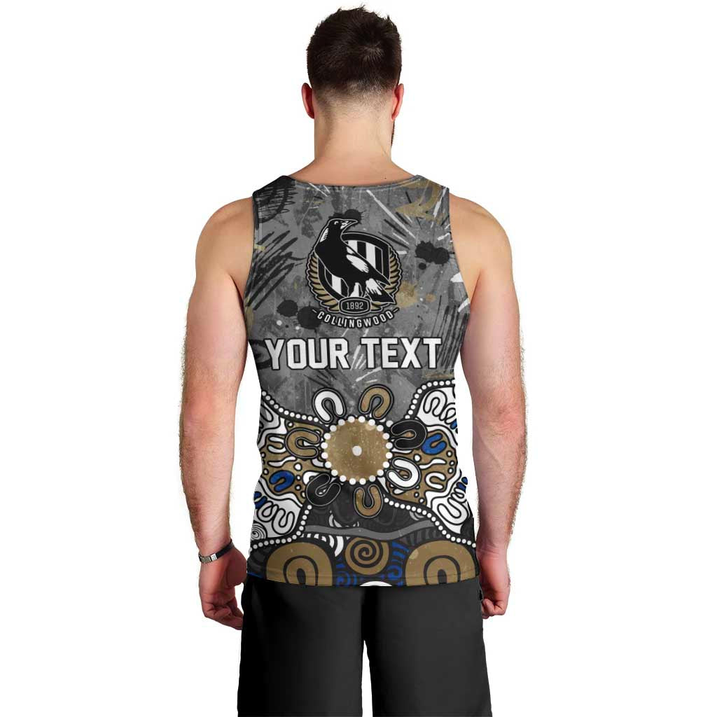 Personalized Collingwood Magpies Men Tank Top Aboriginal Dot Painting Graffiti Style