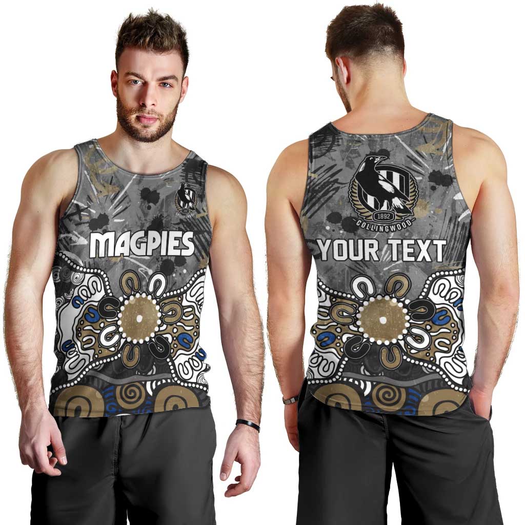 Personalized Collingwood Magpies Men Tank Top Aboriginal Dot Painting Graffiti Style