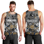 Personalized Collingwood Magpies Men Tank Top Aboriginal Dot Painting Graffiti Style