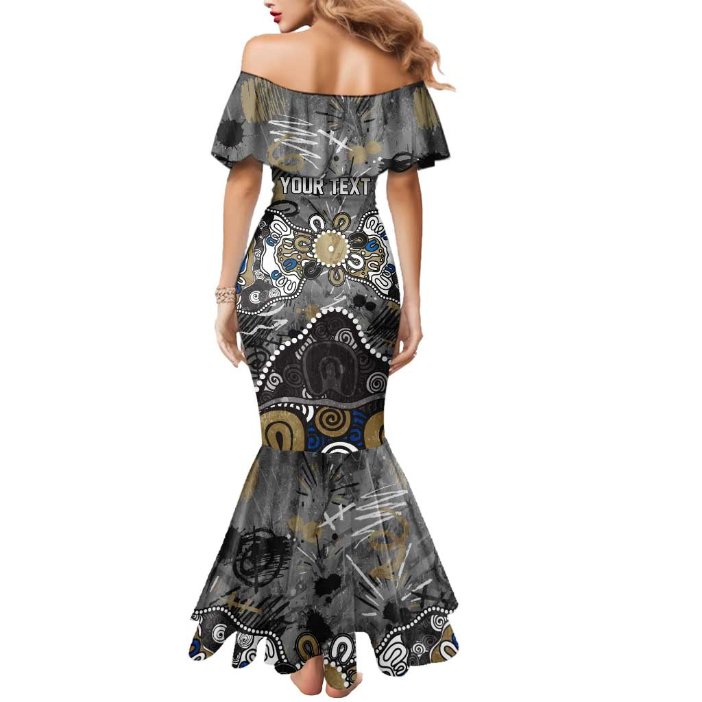 Personalized Collingwood Magpies Mermaid Dress Aboriginal Dot Painting Graffiti Style