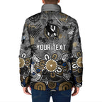 Personalized Collingwood Magpies Padded Jacket Aboriginal Dot Painting Graffiti Style