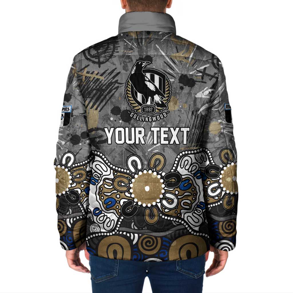 Personalized Collingwood Magpies Padded Jacket Aboriginal Dot Painting Graffiti Style