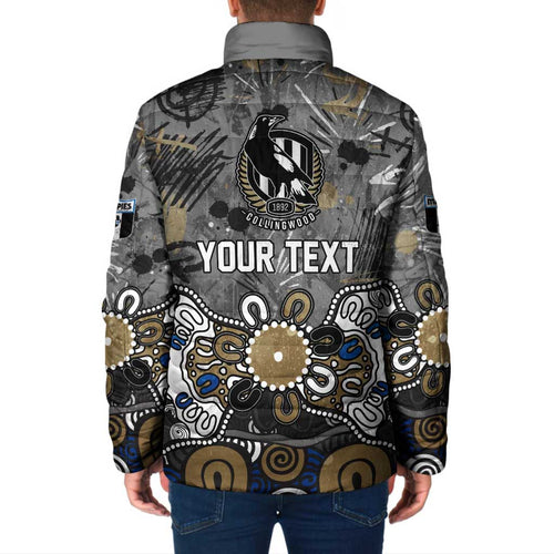 Personalized Collingwood Magpies Padded Jacket Aboriginal Dot Painting Graffiti Style