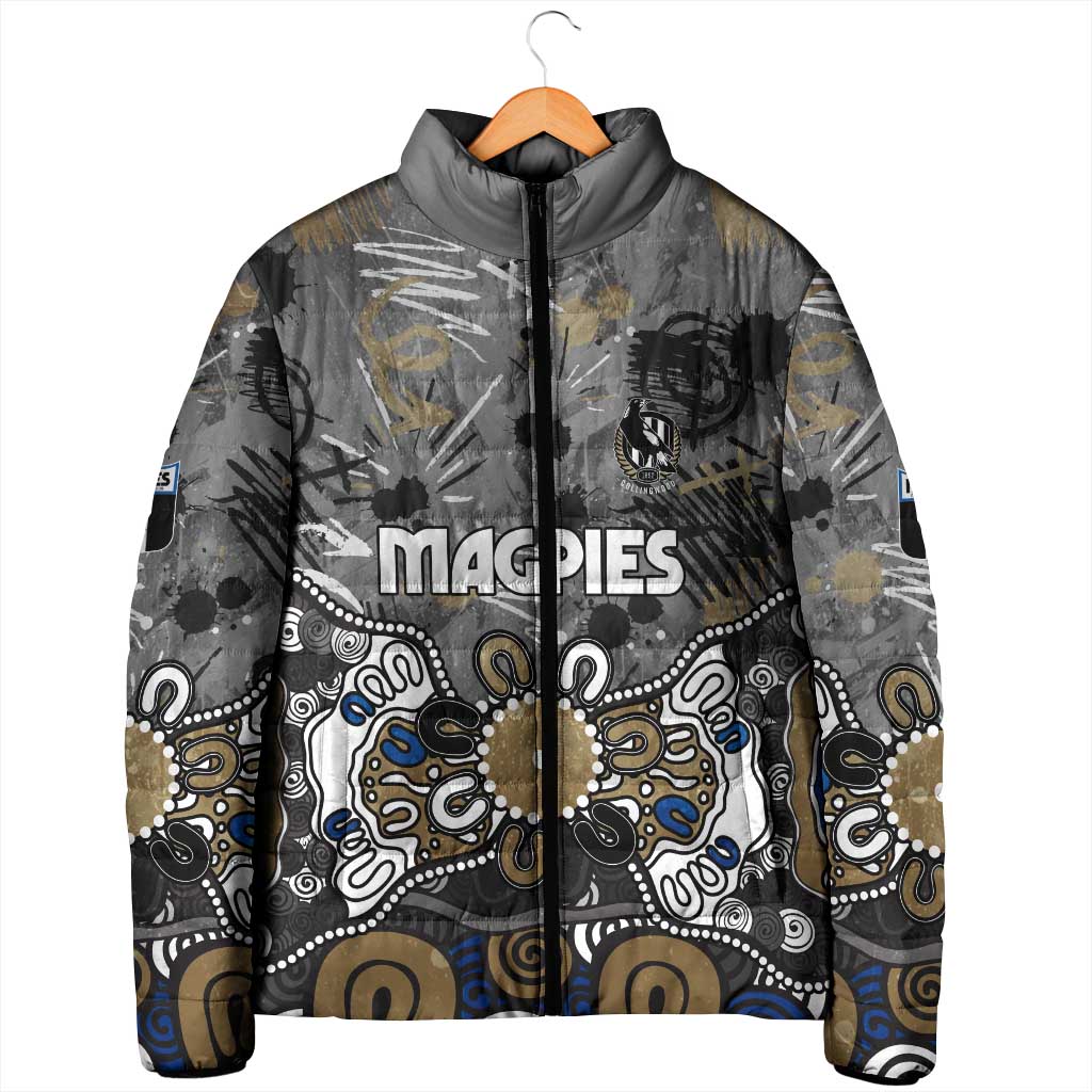 Personalized Collingwood Magpies Padded Jacket Aboriginal Dot Painting Graffiti Style