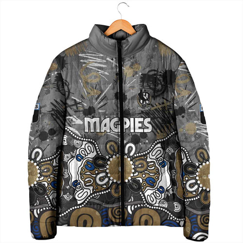Personalized Collingwood Magpies Padded Jacket Aboriginal Dot Painting Graffiti Style