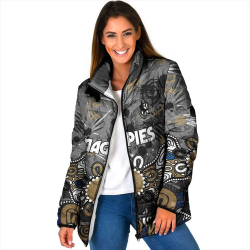 Personalized Collingwood Magpies Padded Jacket Aboriginal Dot Painting Graffiti Style