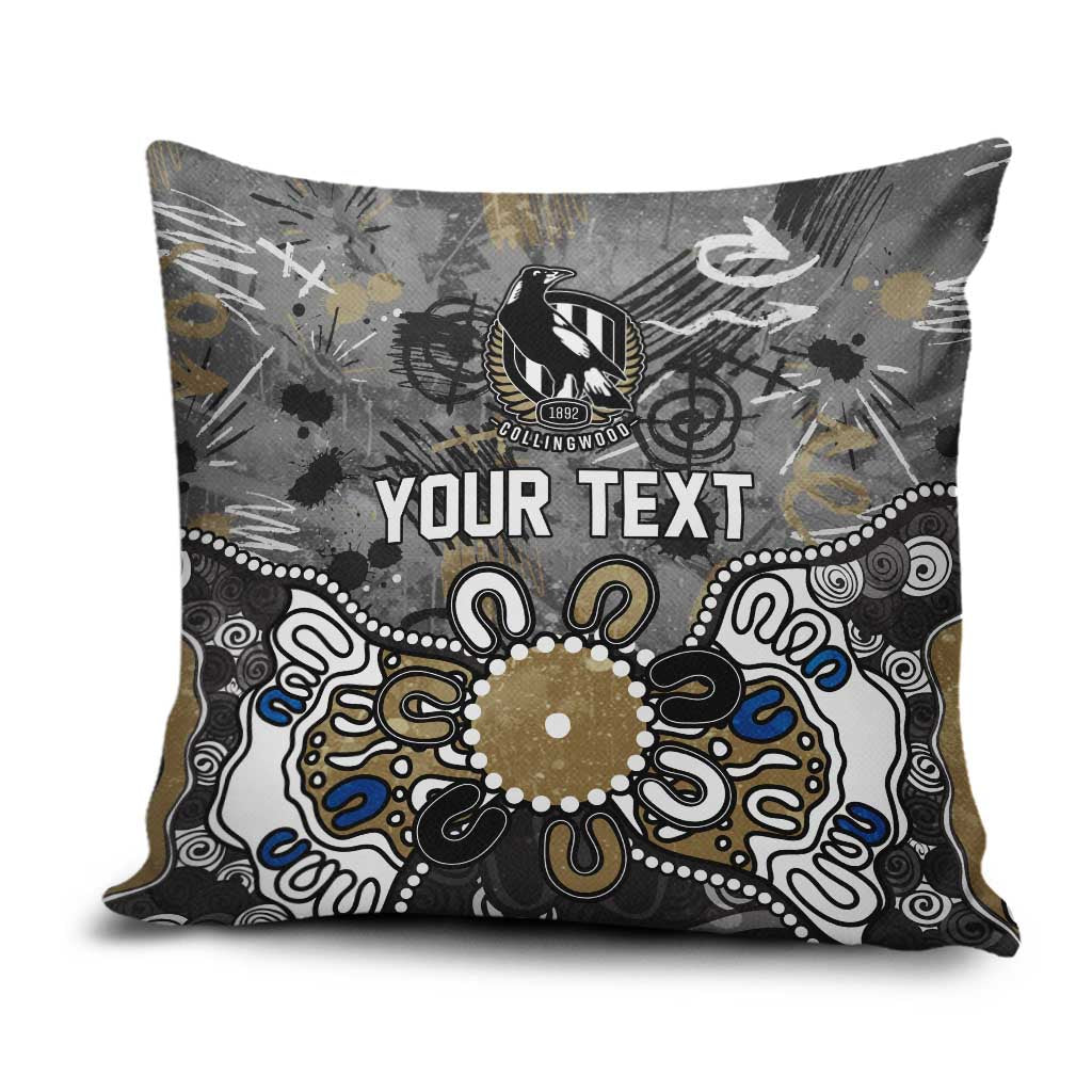 Personalized Collingwood Magpies Pillow Cover Aboriginal Dot Painting Graffiti Style