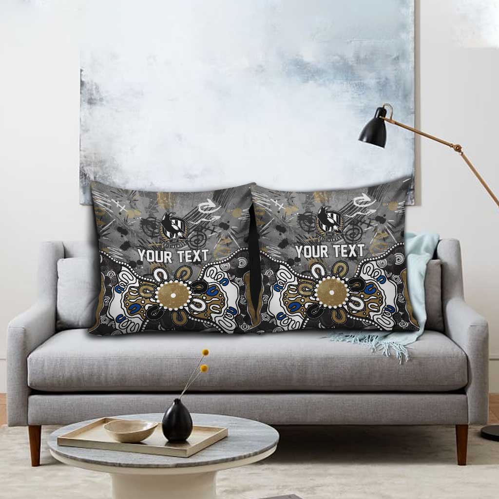Personalized Collingwood Magpies Pillow Cover Aboriginal Dot Painting Graffiti Style