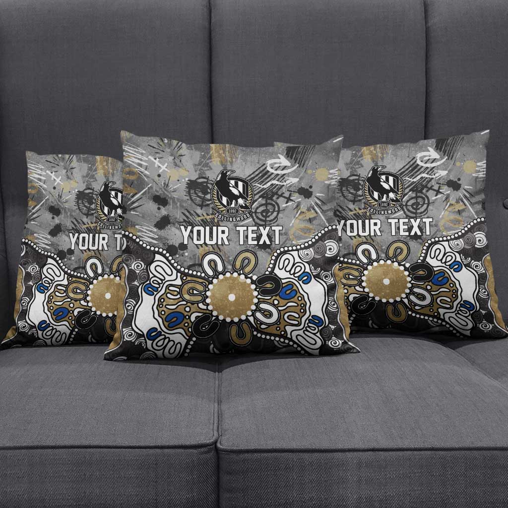 Personalized Collingwood Magpies Pillow Cover Aboriginal Dot Painting Graffiti Style
