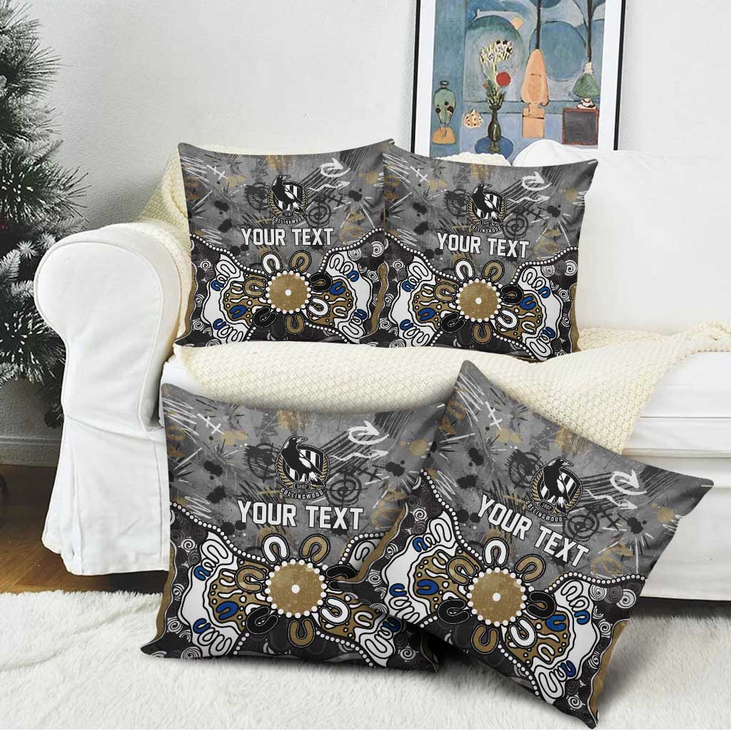 Personalized Collingwood Magpies Pillow Cover Aboriginal Dot Painting Graffiti Style
