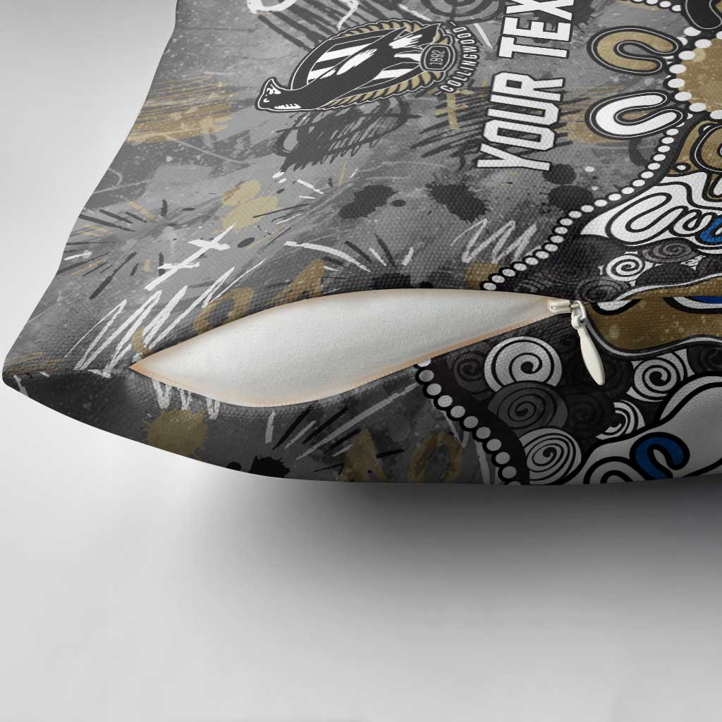 Personalized Collingwood Magpies Pillow Cover Aboriginal Dot Painting Graffiti Style