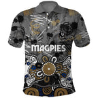 Personalized Collingwood Magpies Polo Shirt Aboriginal Dot Painting Graffiti Style