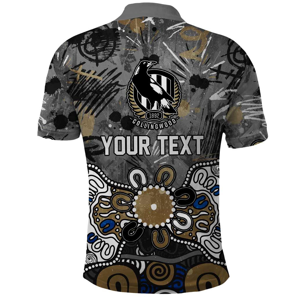 Personalized Collingwood Magpies Polo Shirt Aboriginal Dot Painting Graffiti Style
