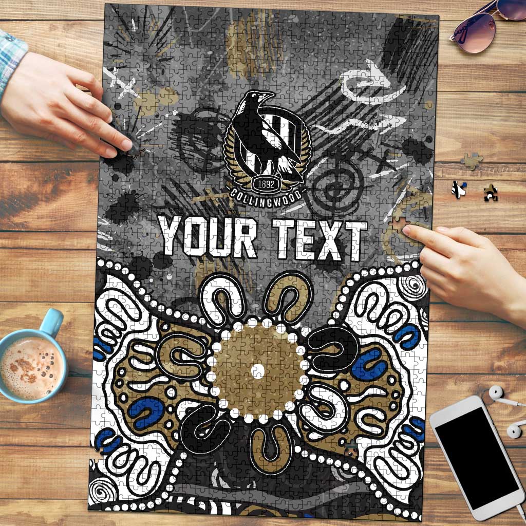 Personalized Collingwood Magpies Puzzle Aboriginal Dot Painting Graffiti Style