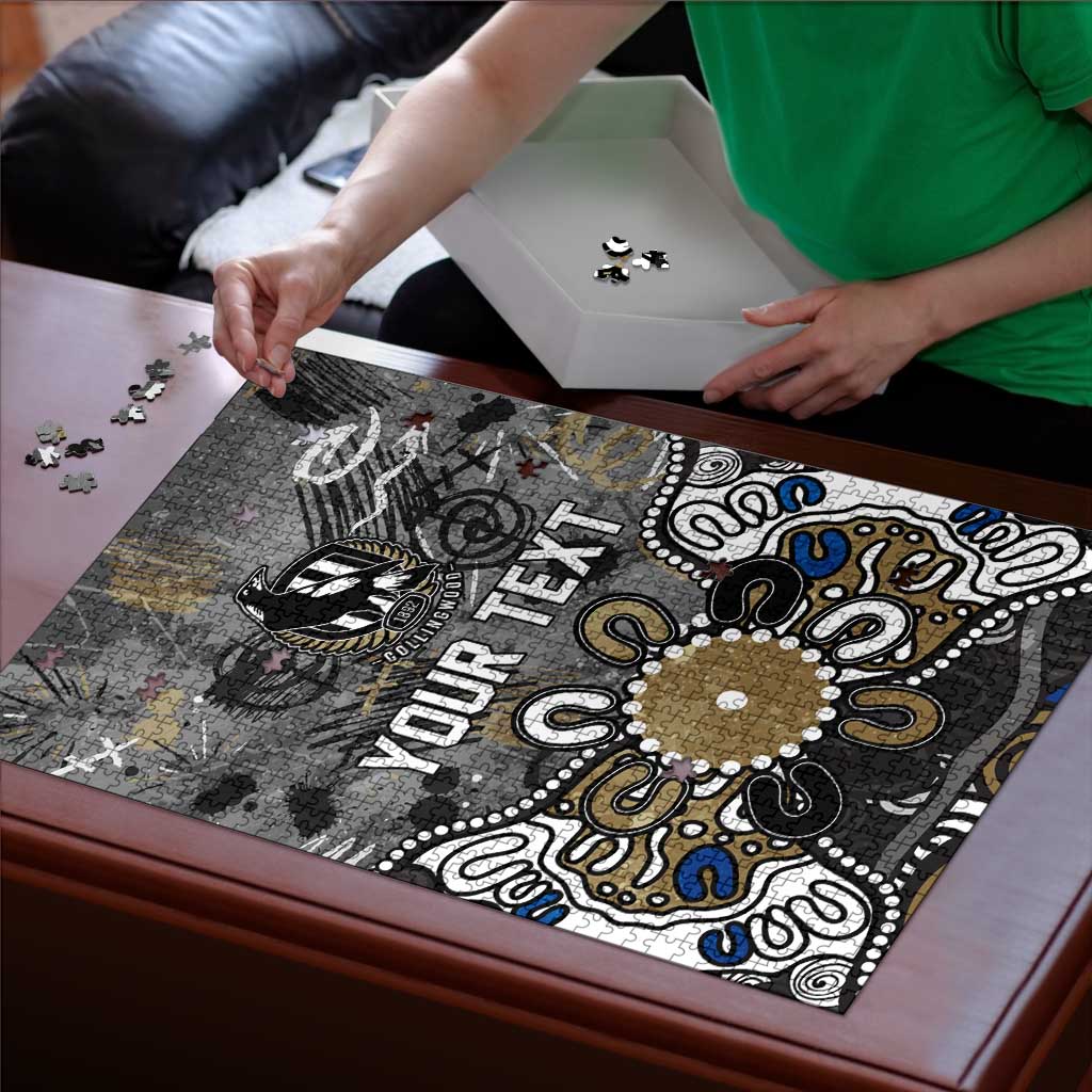 Personalized Collingwood Magpies Puzzle Aboriginal Dot Painting Graffiti Style