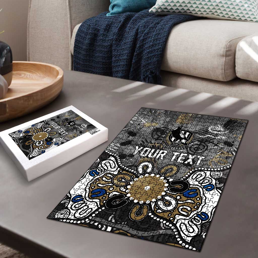 Personalized Collingwood Magpies Puzzle Aboriginal Dot Painting Graffiti Style